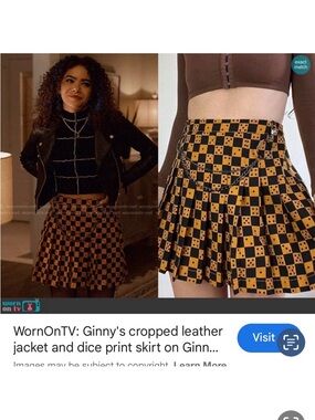 Urban Outfitters ASO mini pleated skirt ,dice print,metallic detachable chain EC